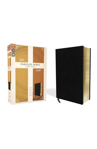 Image of KJV, Amplified, Parallel Bible, Large Print, Bonded Leather, Black, Red Letter: Two Bible Versions Together for Study and Comparison