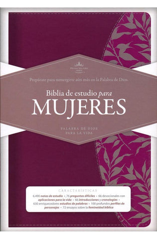 Image of Biblia RVR 1960 de Estudio para Mujer Vinotinto Fucsia Símil Piel con Índice
